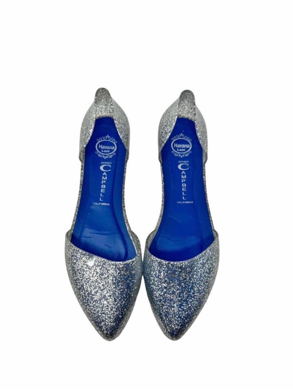 Jeffrey Campbell Havana D'Orsay Jelly Flats. Clear with Silver Glitter. Size 8